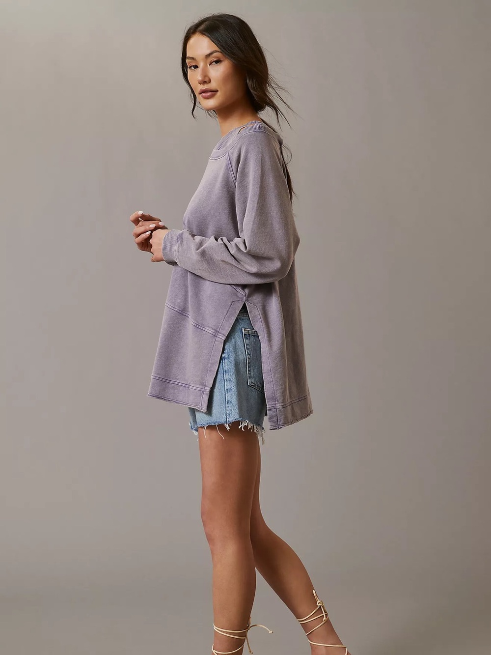 Anthropologie Pilcro Crossover Sweatshirt in Purple Women’s Sz Small 100% Cotton - Picture 2 of 10